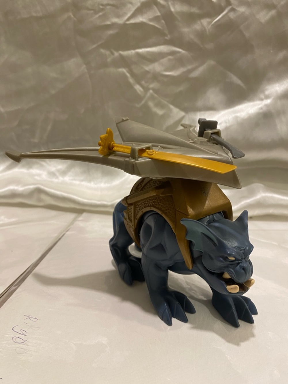 Plastic Gargoyle Figure with Gold Saddle and Foldable Wings